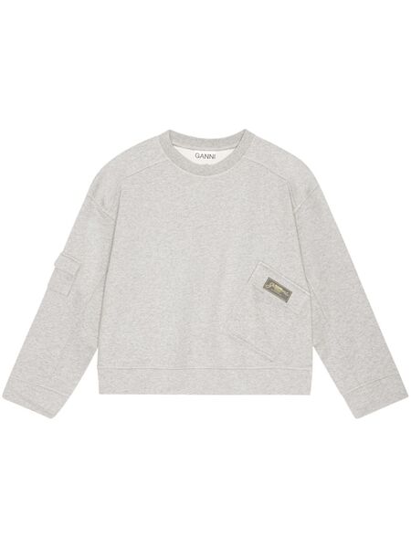  Ganni Logo-patch Sweatshirt - Grey 