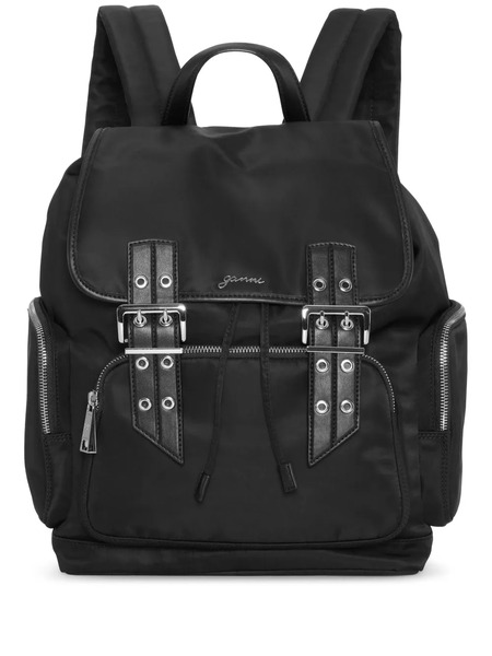  Ganni Logo-plaque Backpack - Black 