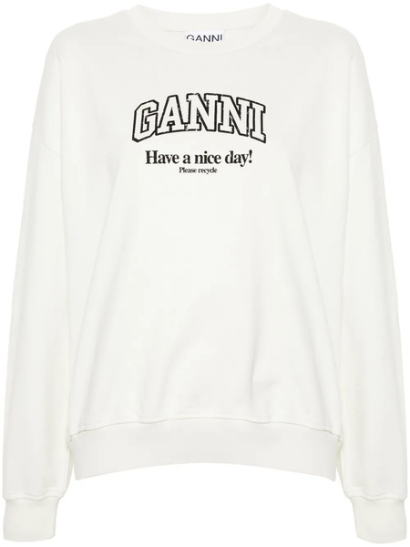  Ganni Logo-print Sweatshirt - Neutrals 