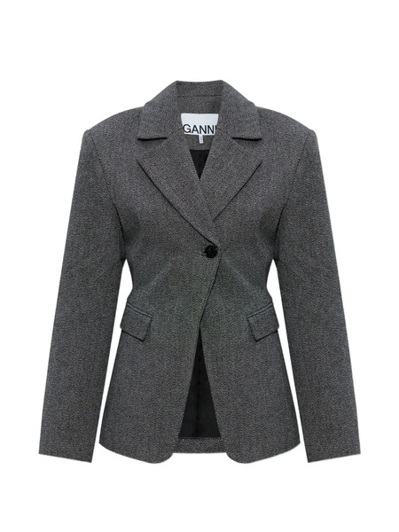  Ganni Long-sleeve Buttoned Blazer - Grey 
