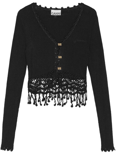  Ganni Macramé-detailing Cardigan - Black 
