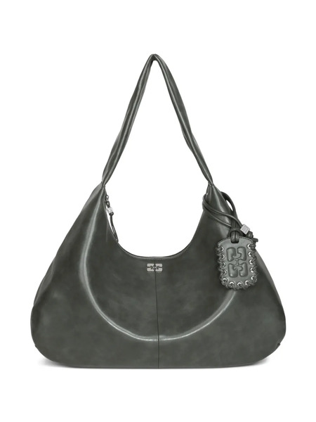  Ganni Medium Leather Shoulder Bag - Grey 