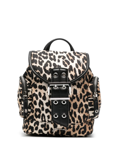  Ganni Mini Leopard-print Backpack - Neutrals 