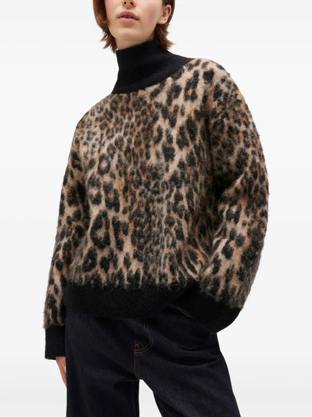  Ganni Open-back Leopard-print Sweater - Neutrals 