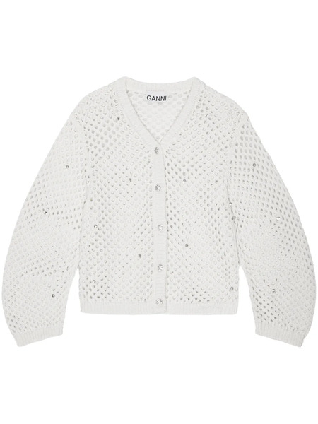  Ganni Open-knit Cardigan - White 