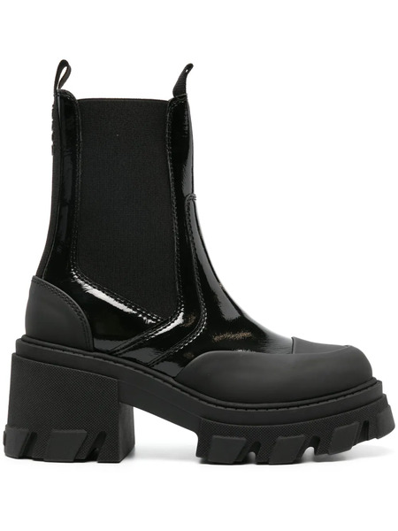  Ganni Patent-finish Chunky Boots - Black 