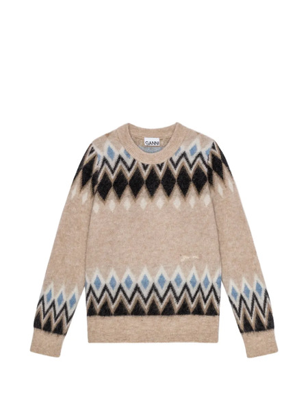  Ganni Patterned-jacquard Sweater - Neutrals 