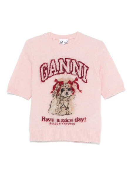  Ganni Patterned Knitted Top - Pink 