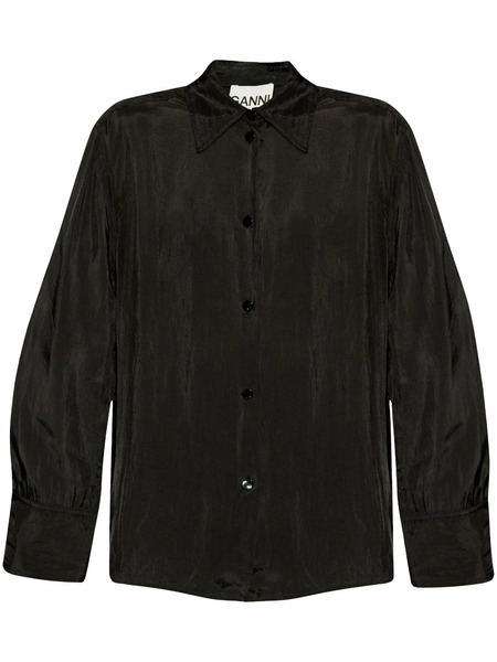  Ganni Plain Long-sleeve Shirt - Black 