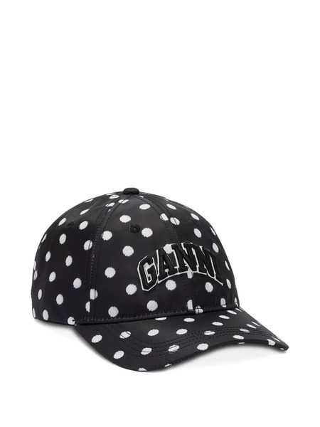  Ganni Polka-dot Baseball Cap - Black 