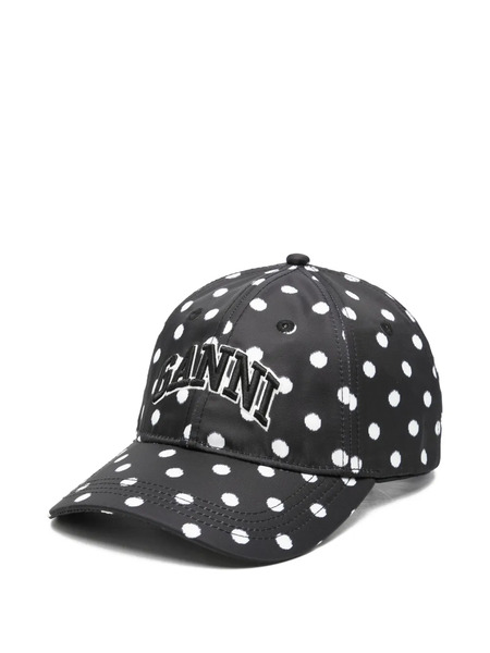  Ganni Polka Dot Cap - Black 