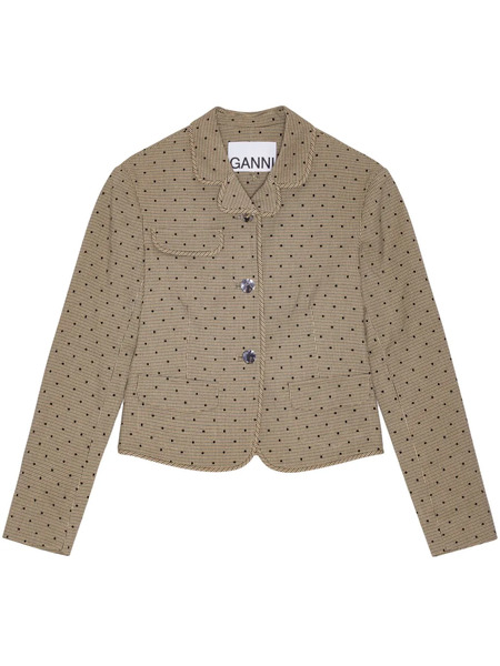  Ganni Polka Dot-print Blazer - Neutrals 