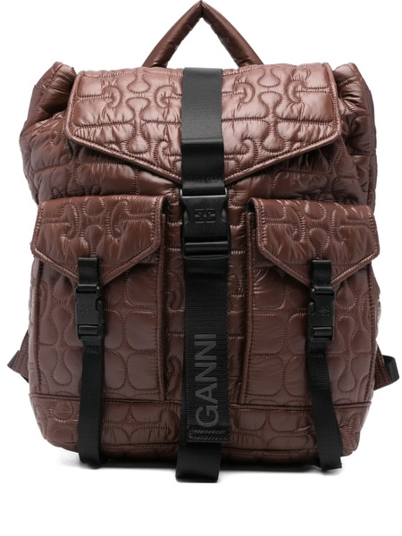  Ganni Quilted Backpack - Brown 