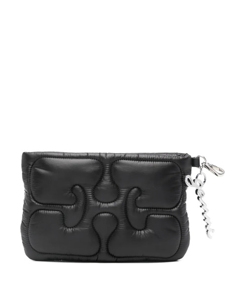  Ganni Quilted Chain Purse - Black 
