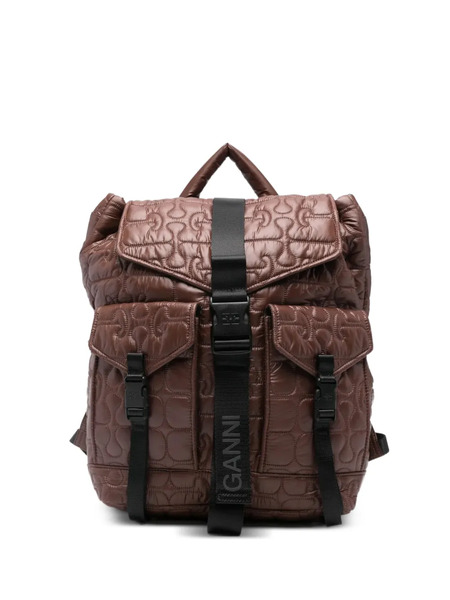  Ganni Quilted-design Backpack - Brown 