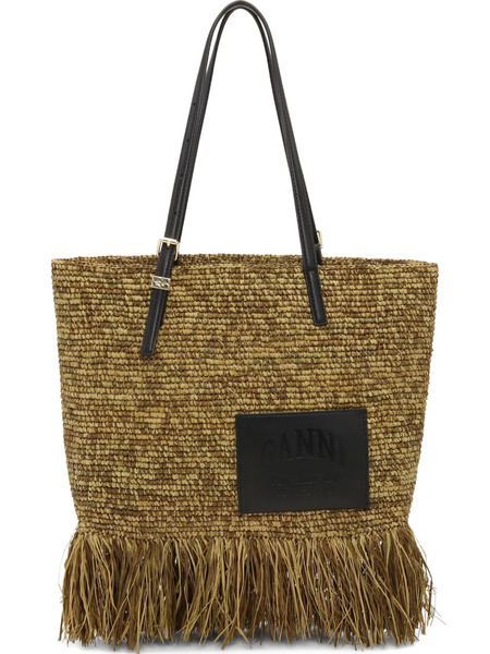  Ganni Raffia Tote Bag - Neutrals 