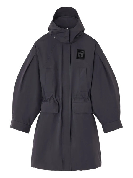 Ganni Ripstop Parka Coat - Grey 
