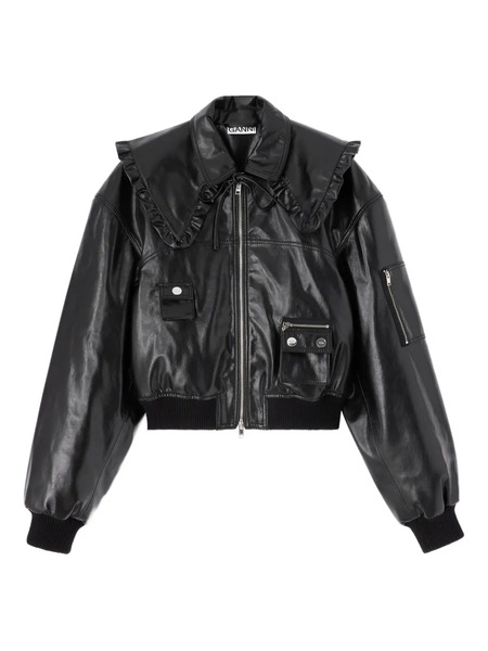  Ganni Ruffled-collar Jacket - Black 