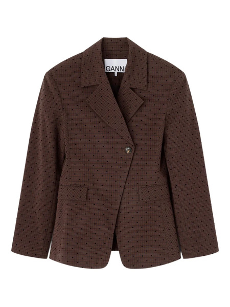  Ganni Single-breasted Polka Dot Blazer - Brown 
