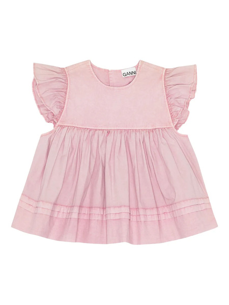  Ganni Stretch-cotton Blouse - Pink 