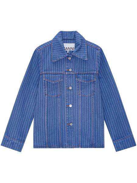  Ganni Striped Denim Jacket - Blue 