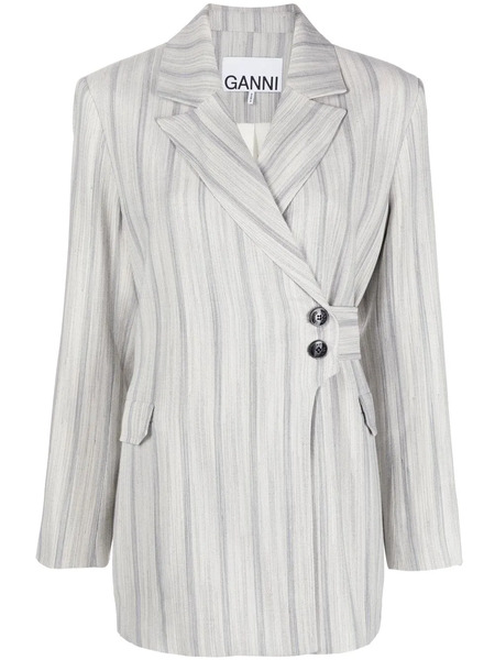 Ganni Striped Suiting Jacket - Grey 