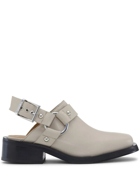  Ganni Stud-embellished Slingback Pumps - Neutrals 