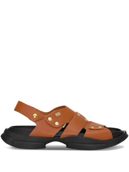  Ganni Studded Flat Sandals - Brown 