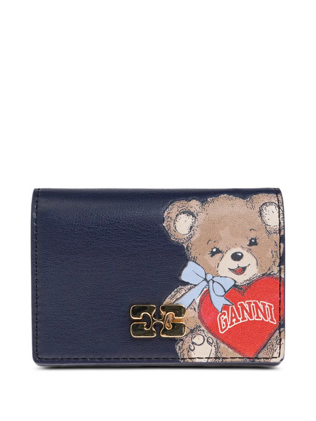  Ganni Teddy Appliqué-logo Wallet - Blue 