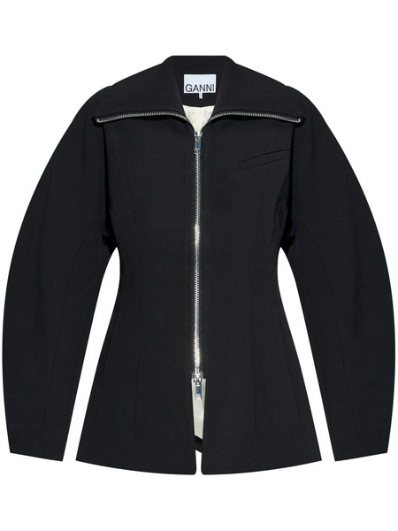  Ganni The Bonded Crepe Jacket - Black 