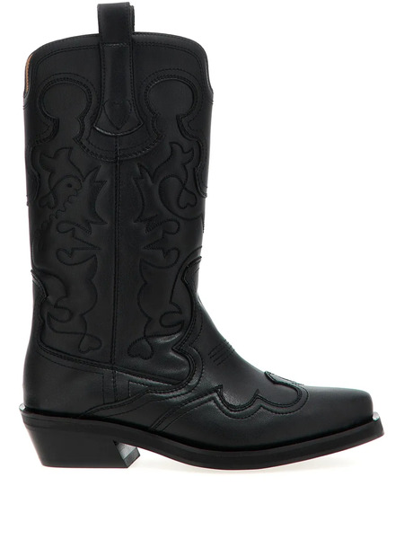  Ganni 'western' Texas Boots - Black 