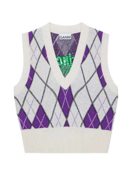  Ganni X Prince V-neck Vest - Neutrals 