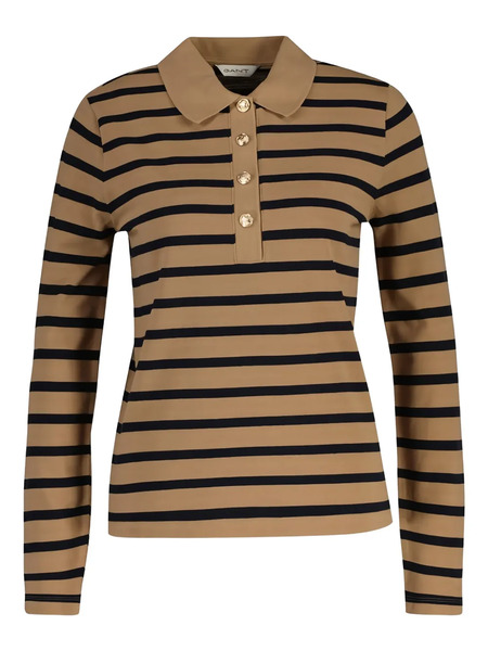  Gant Breton Striped Polo Top - Neutrals 