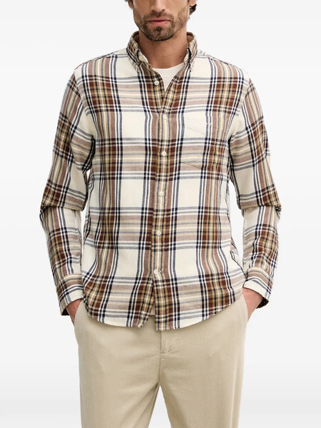  Gant Checked Chest-pocket Shirt - Neutrals 