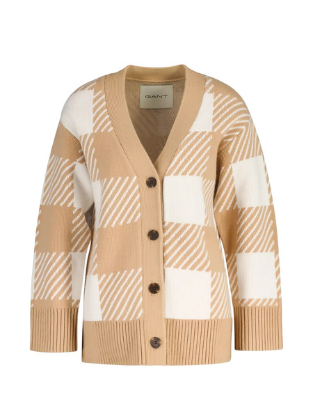  Gant Checked-pattern Button-fastening Cardigan - Neutrals 