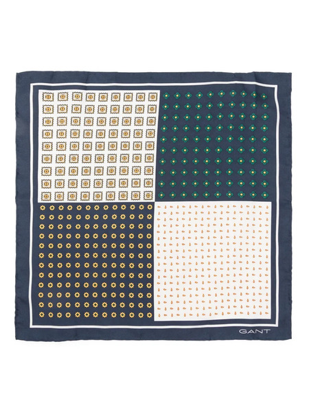  Gant Patterned Silk Pocket Square - White 