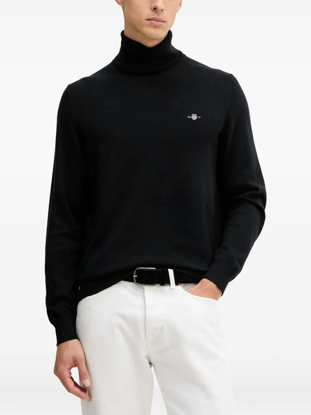  Gant Roll-neck Logo Sweater - Black 