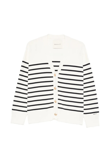  Gant Striped Buttoned Cardigan - White 