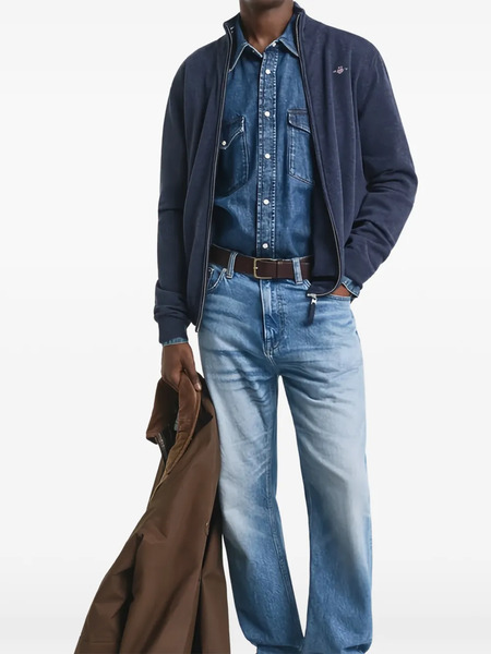  Gant Superfine Lambswool Zip Cardigan - Blue 