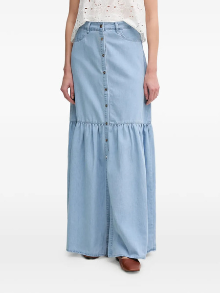  Gaudi Buttoned Maxi Skirt - Blue 