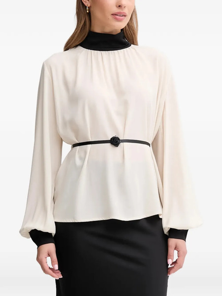  Gaudi Roll Neck Blouse - Neutrals 