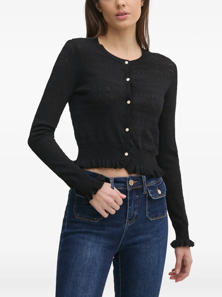  Gaudi Ruffled Patterned Cardigan - Black 