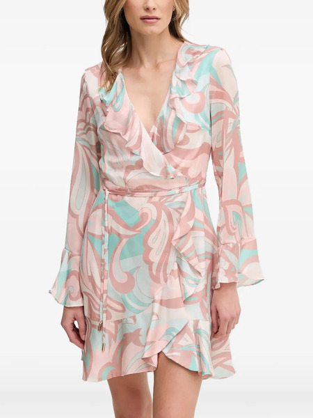 Gaudi Ruffled Patterned Mini Dress - Pink 