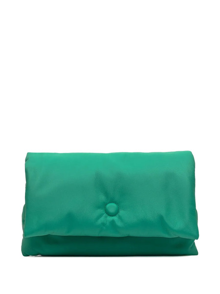  Gava Ruched Leather Clutch Bag - Green 