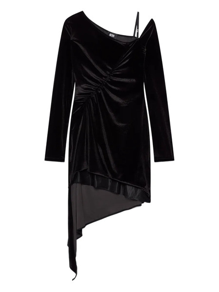  Gcds Asymmetric Ruched Mini Dress - Black 