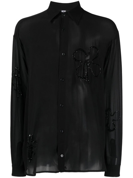  Gcds Bead-embellished Silk Shirt - Black 