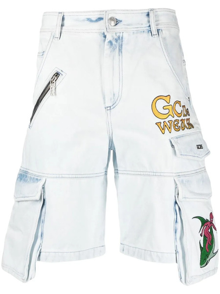  Gcds Cargo Denim Shorts - White 