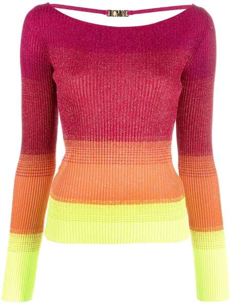  Gcds Colour-block Ribbed-knit Jumper - Pink 