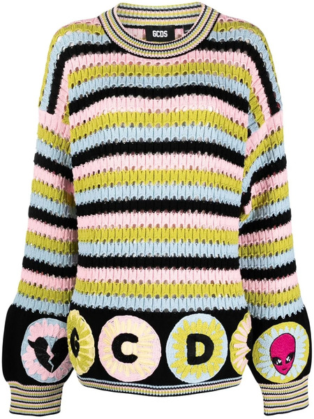  Gcds Colour-block Stripe Knit Jumper - Blue 