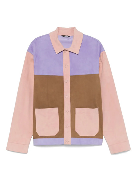  Gcds Colour Block Suede Shirt Jacket - Purple 